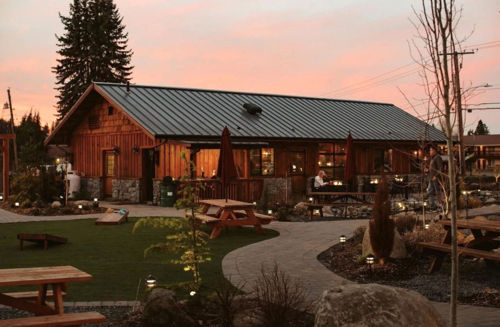 Synthetic Turf and landscaping during sunset